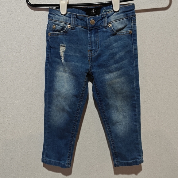 7 For All Mankind Girls Jeans Size 4 Distressed Medium Wash - Picture 2 of 6